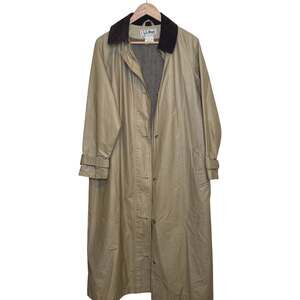 1970's L.L. Bean Made in USA Tan Trench Coat Corduroy Collar Vintage Rain Jacket